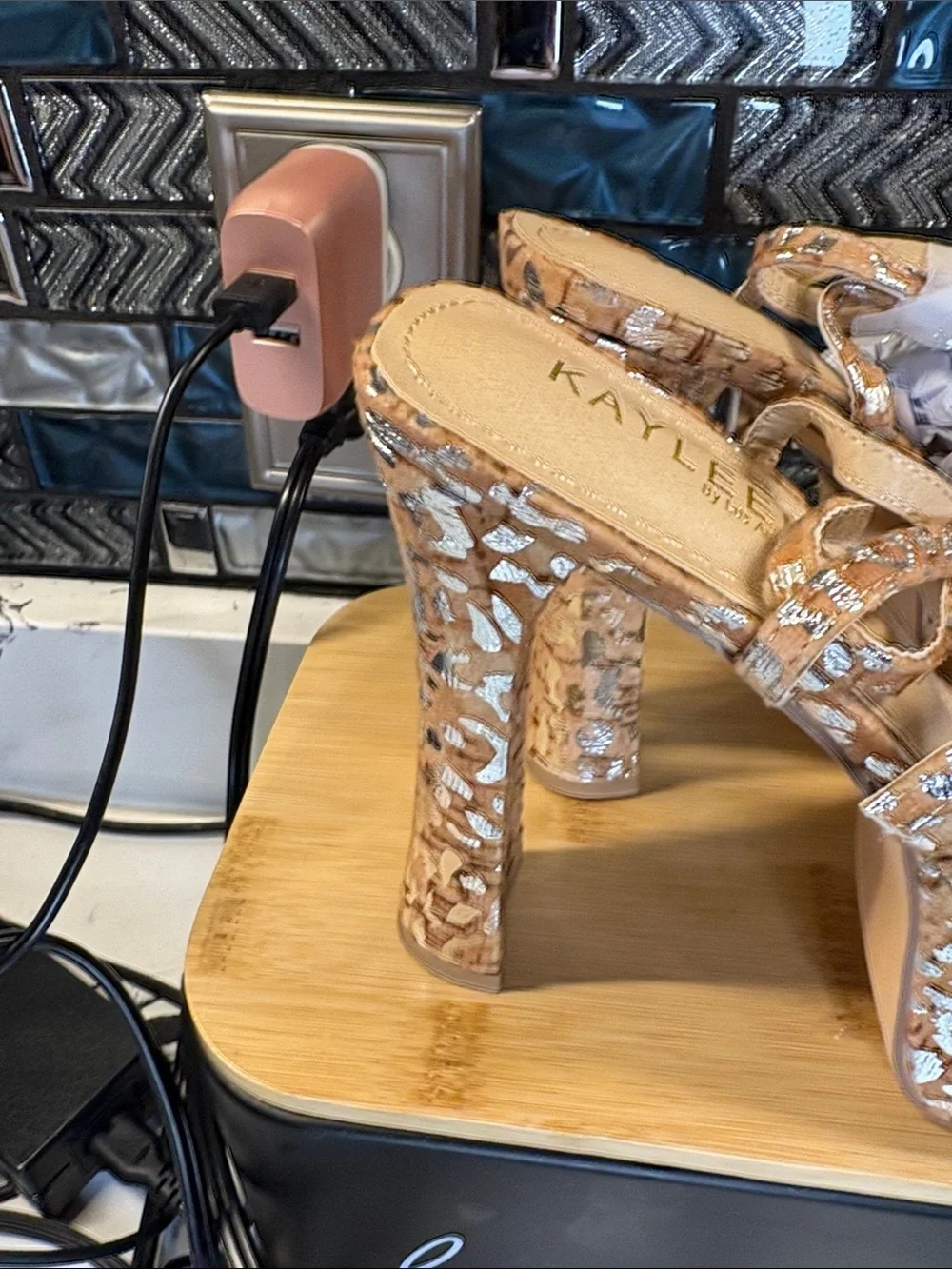 KAYLEEN By Los Angeles Leopard Print Tan Strappy Platform Sandals